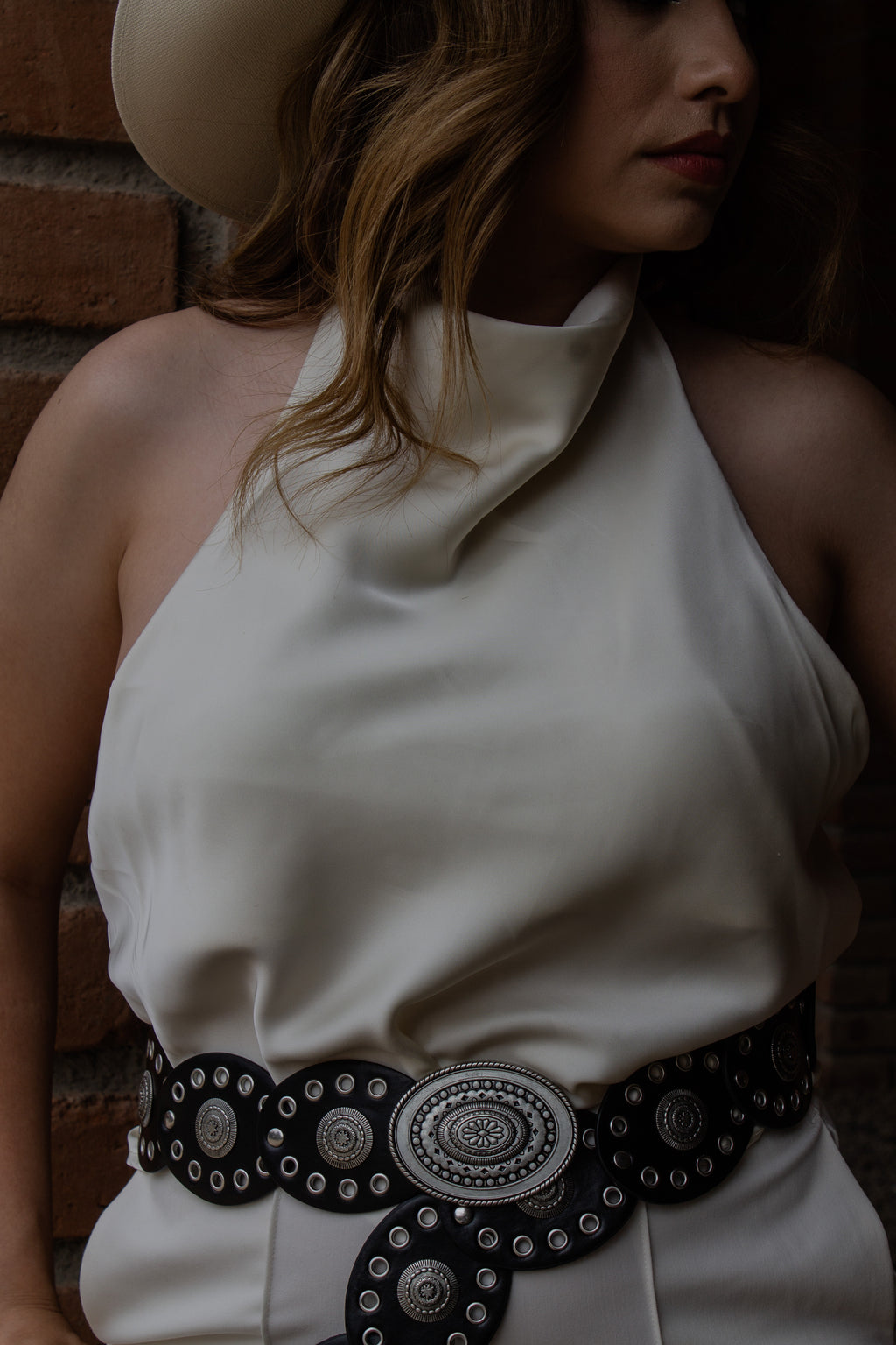 BLUSA HALTER SATÍN IVORY