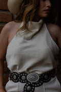 BLUSA HALTER SATÍN IVORY
