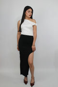 FALDA LARGA CON ABERTURA NEGRA