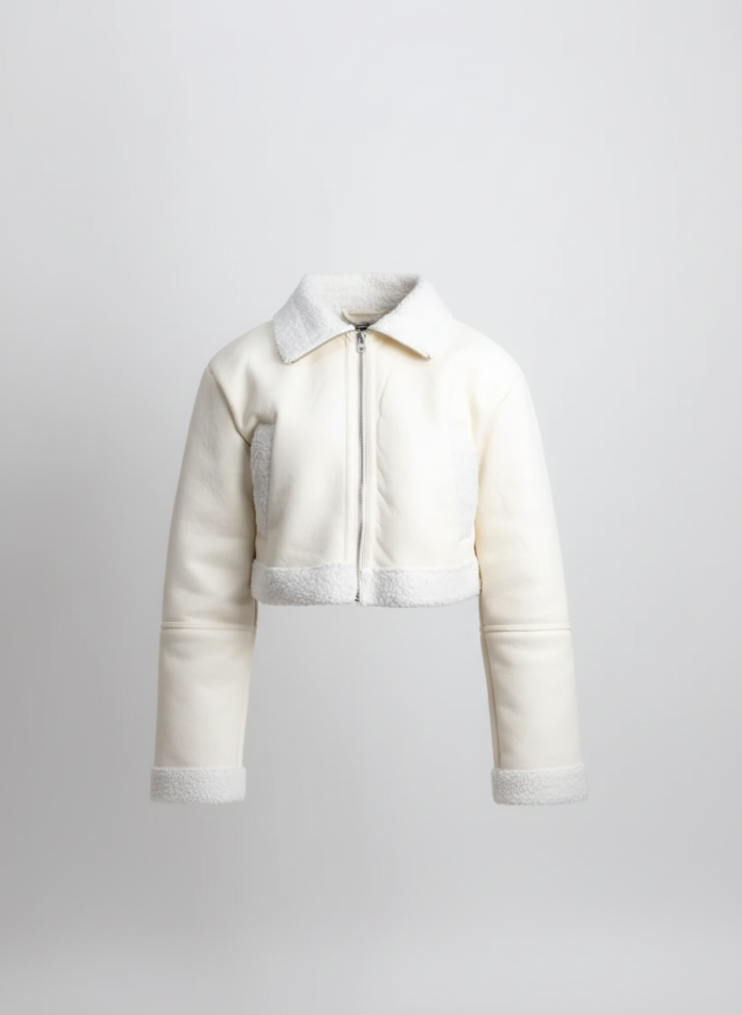 CHAMARRA PIEL EFECTO BORREGO CREAM