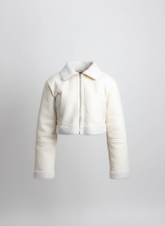 CHAMARRA PIEL EFECTO BORREGO CREAM