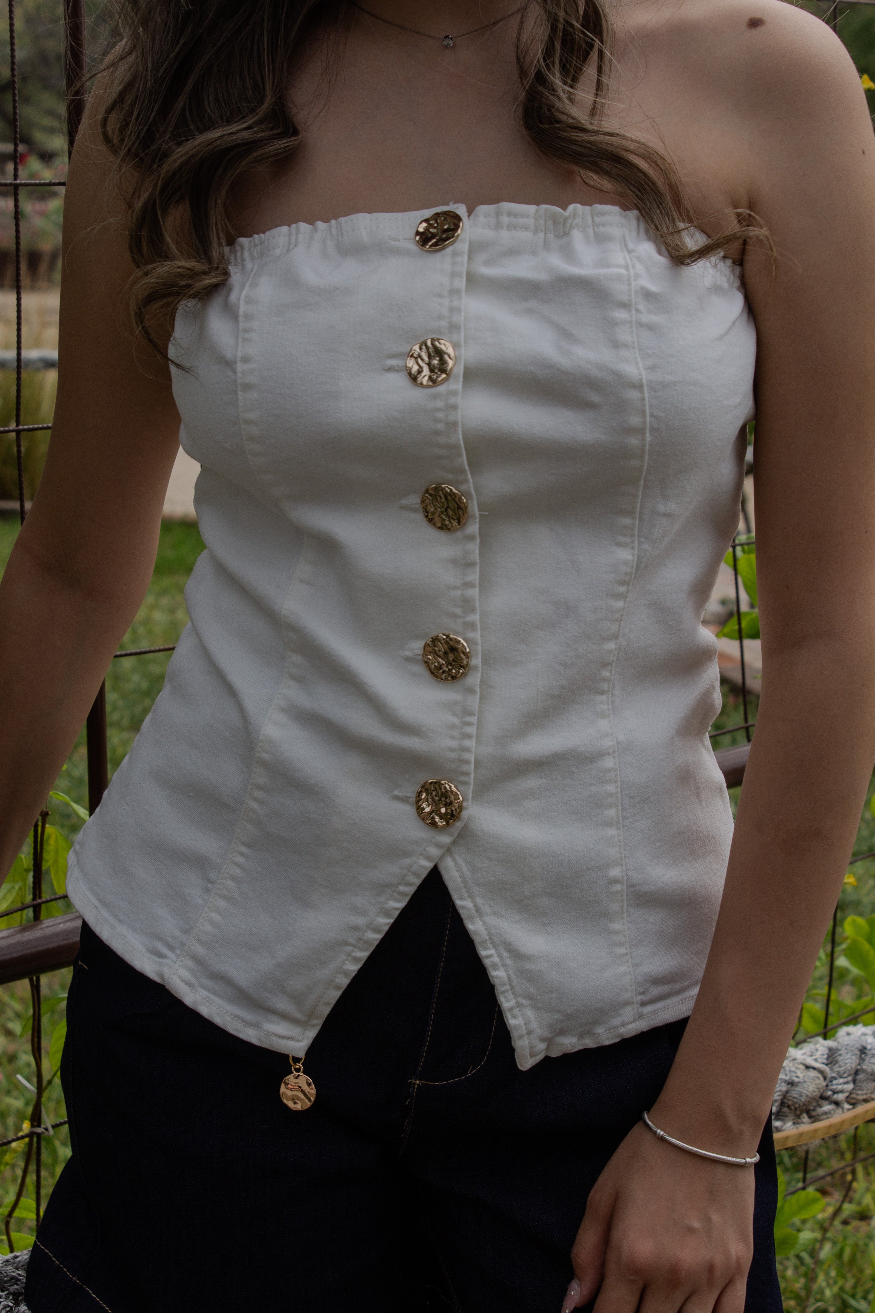 TOP STRAPLESS BLANCO
