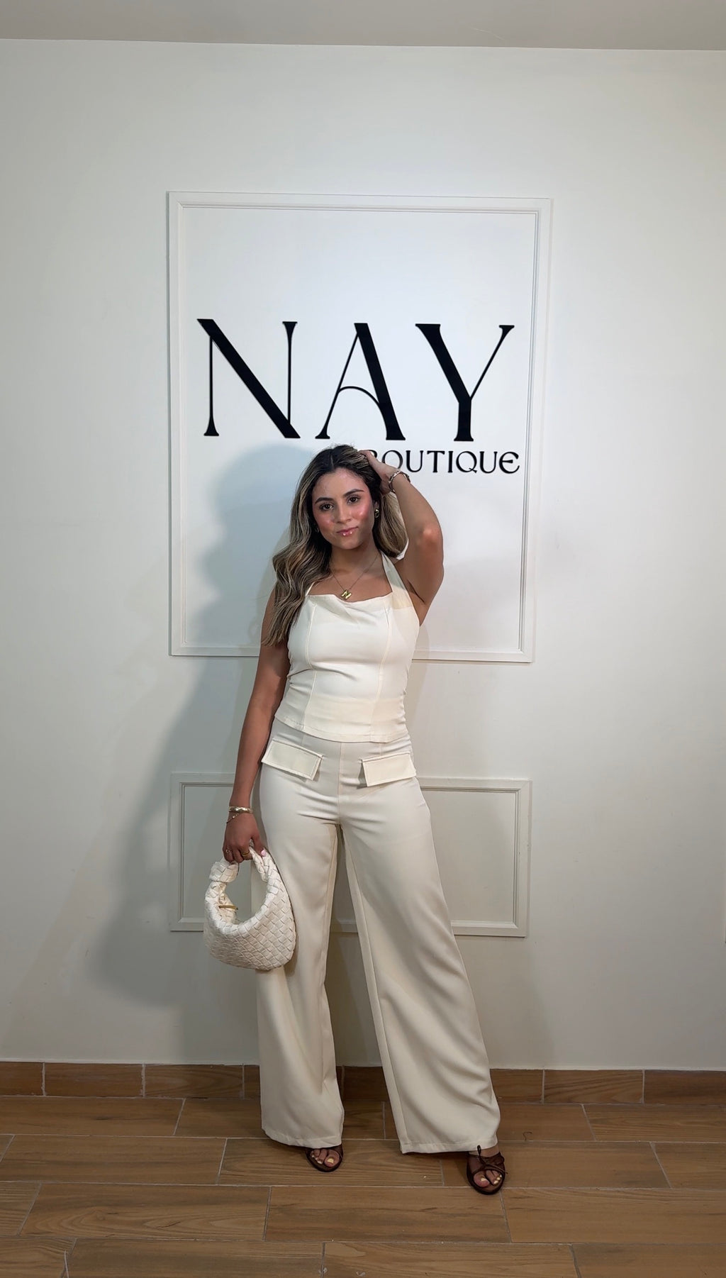 SET BEIGE HALTER