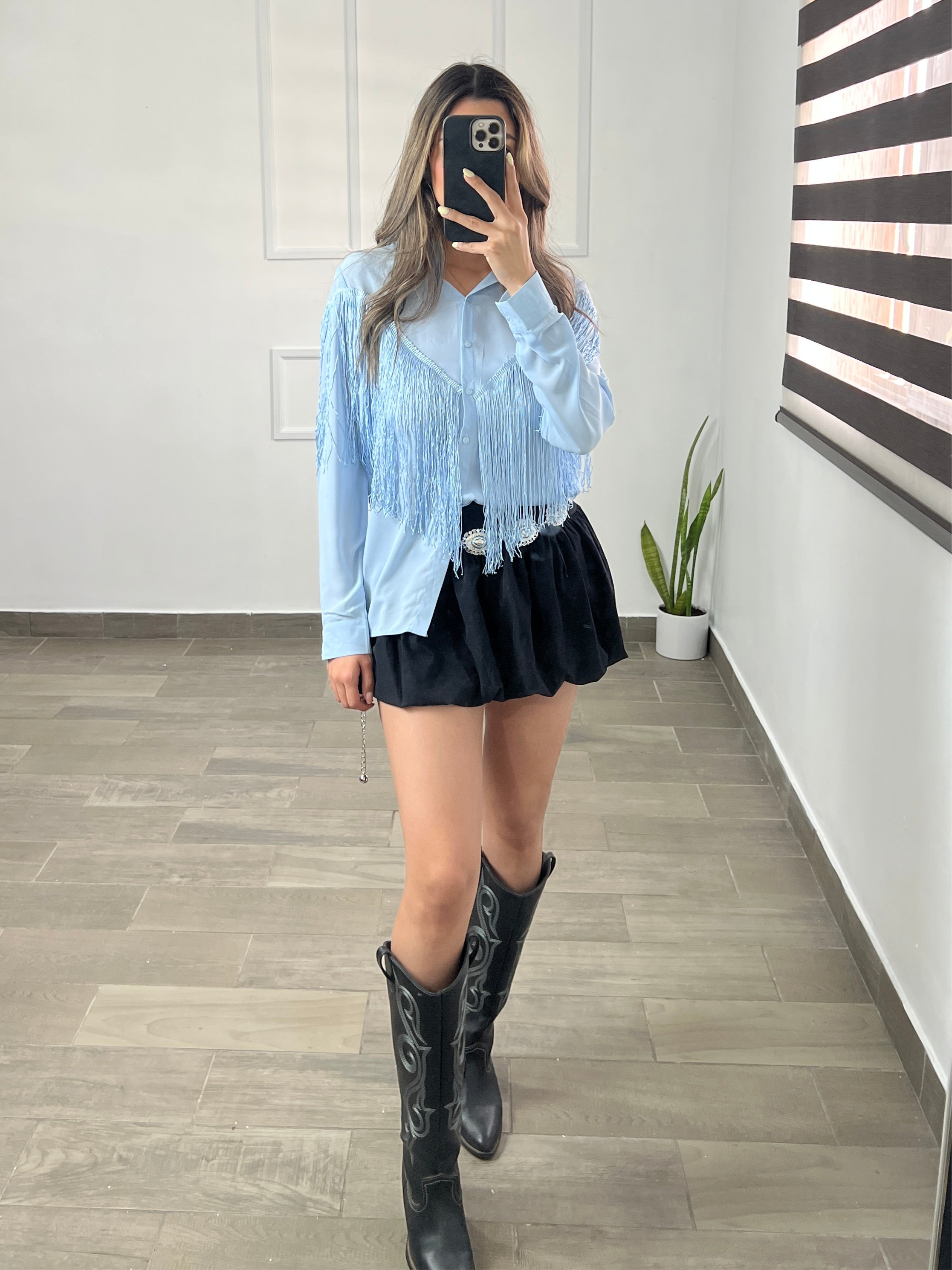 CAMISA FRINGE BLUE