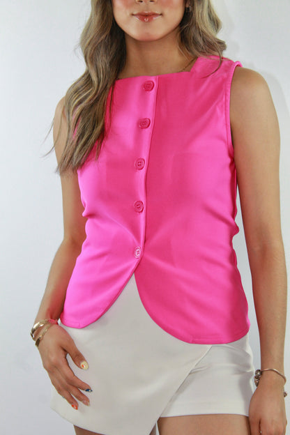 CHALECO CUELLO REDONDO ROSA