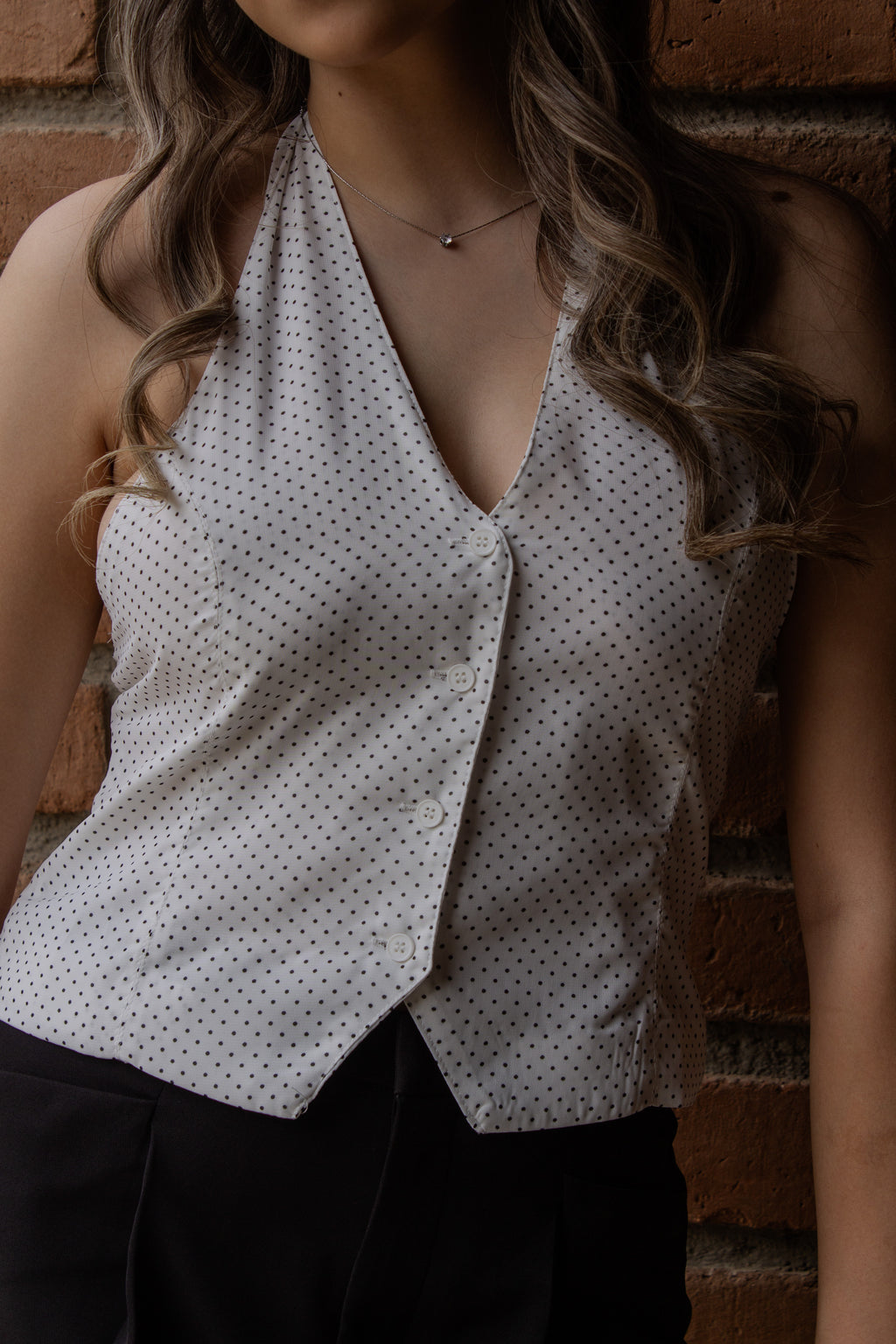 TOP WHITE POLKA