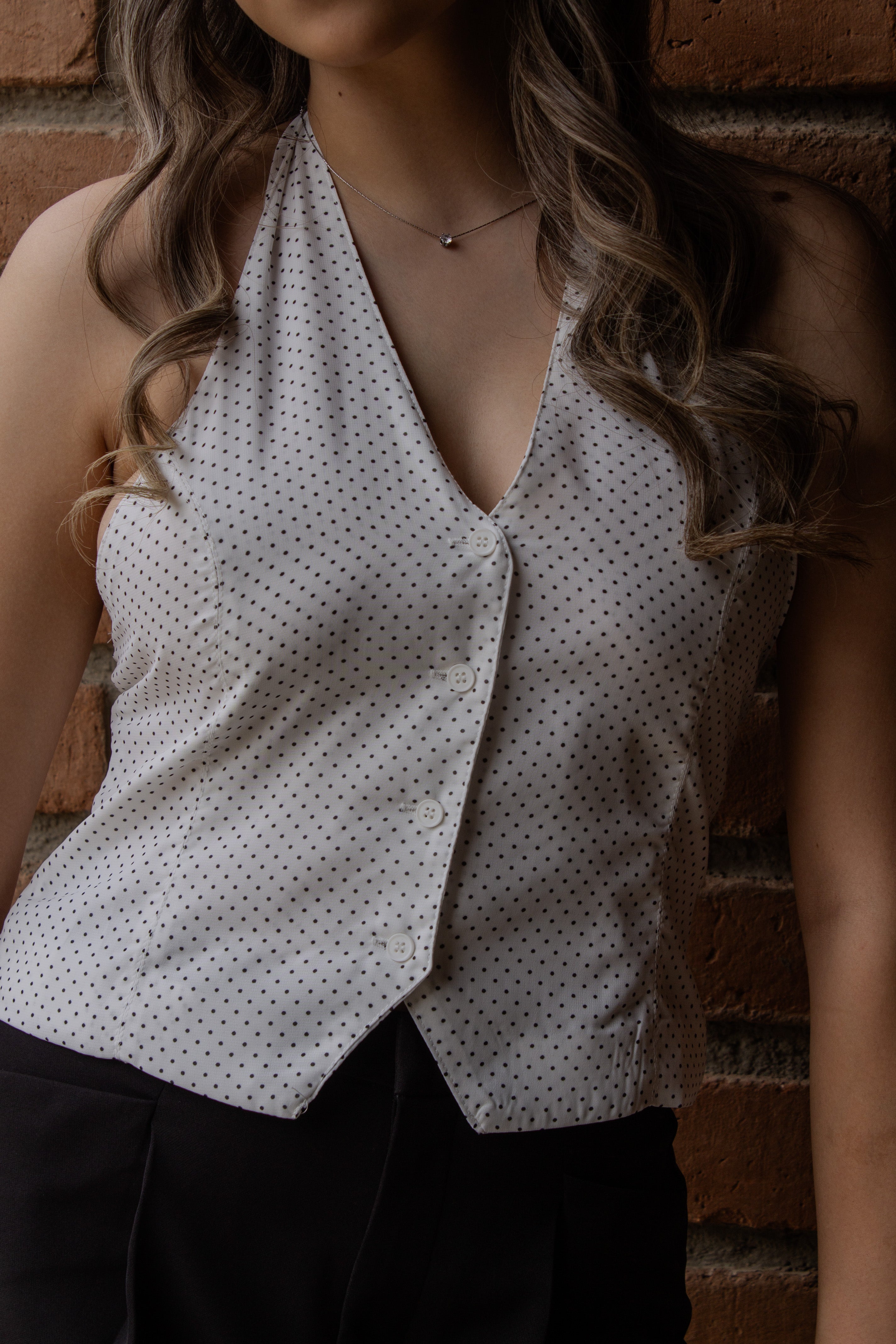 TOP WHITE POLKA