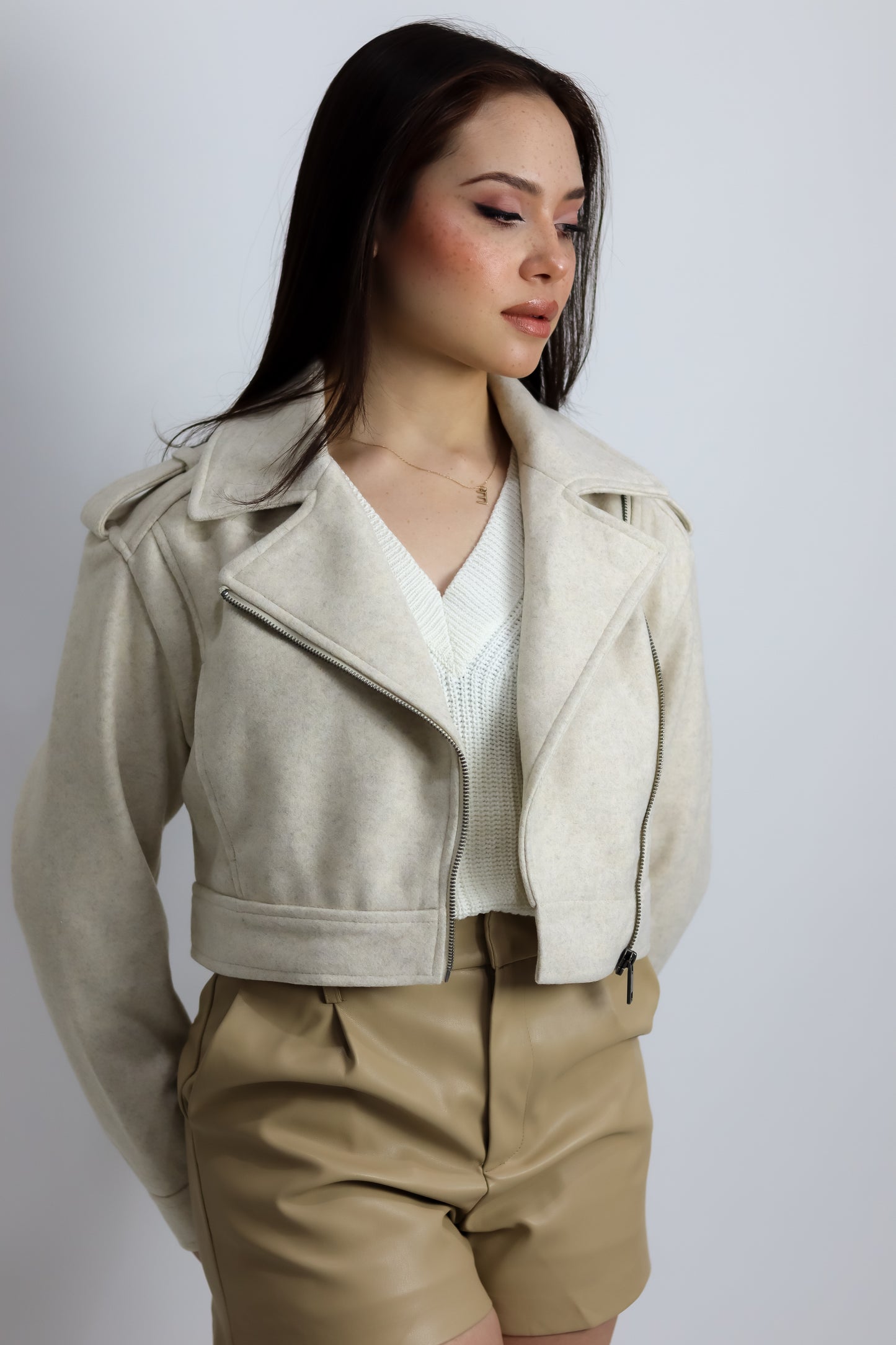 CHAQUETA ZIPPER IVORY