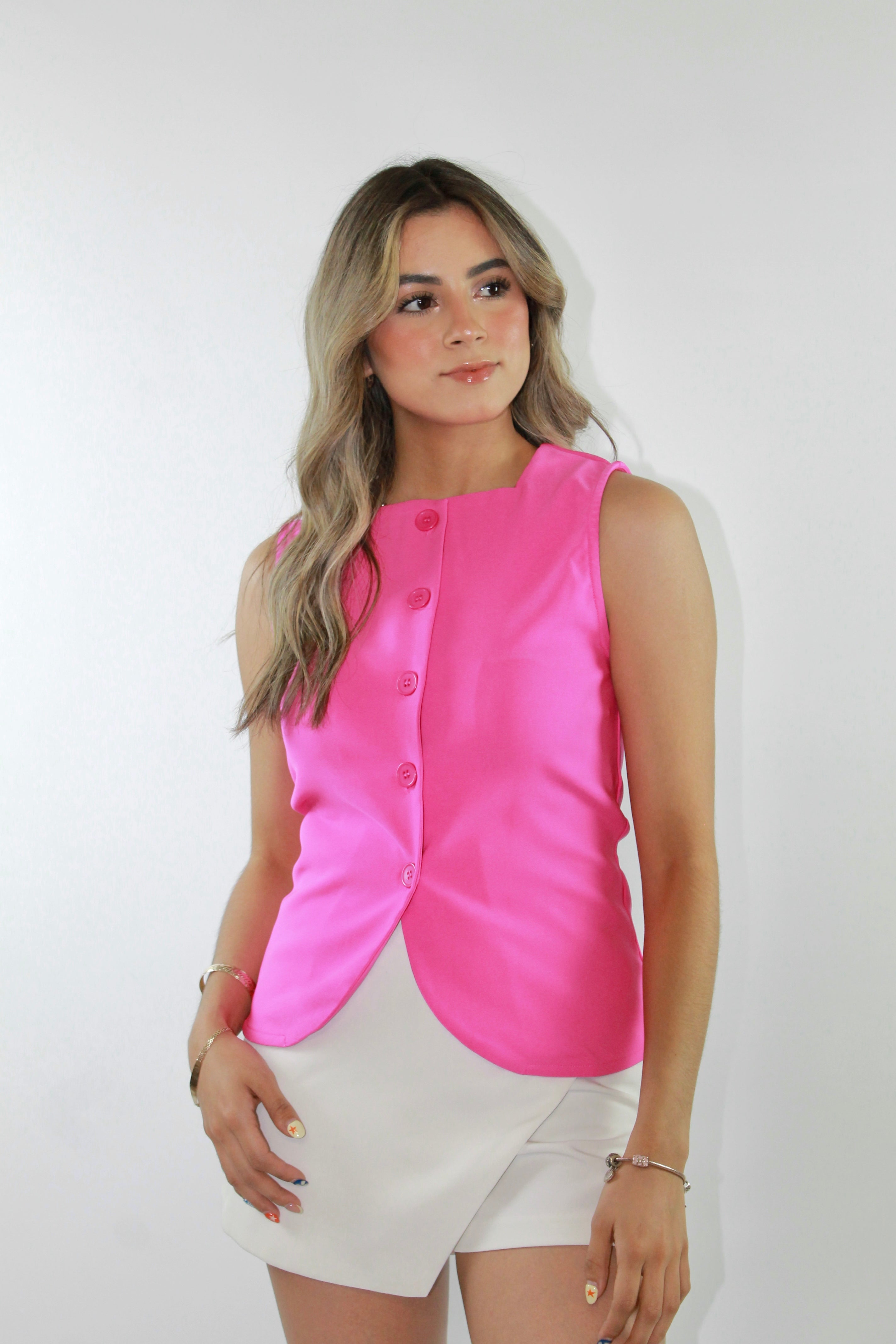 CHALECO CUELLO REDONDO ROSA