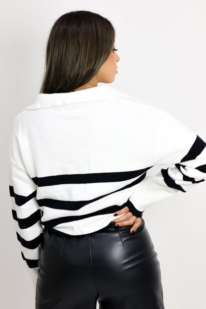 SWEATER WHITE CUELLO V