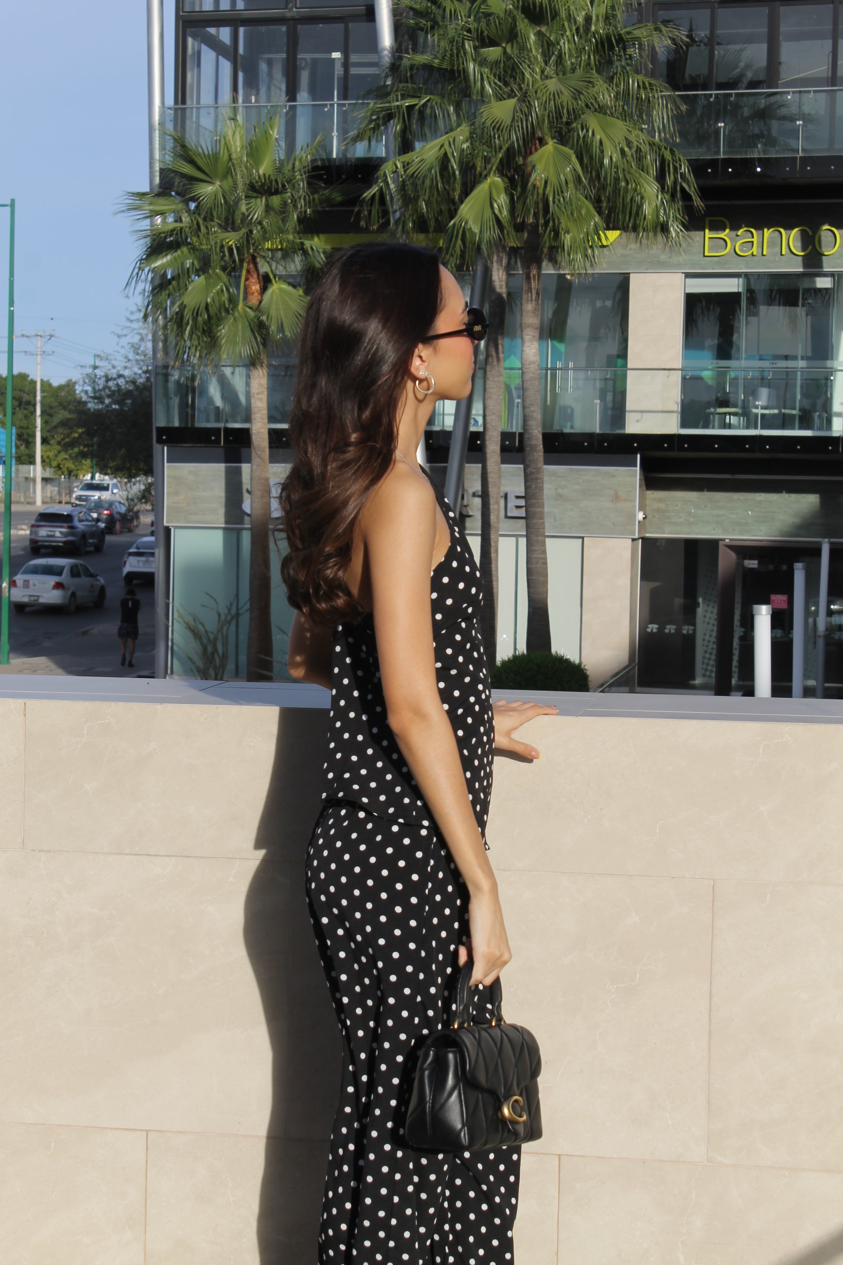 SET POLKA DOTS BLACK TOP/PANTS