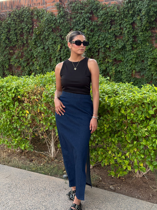 FALDA MAXI DARK DENIM