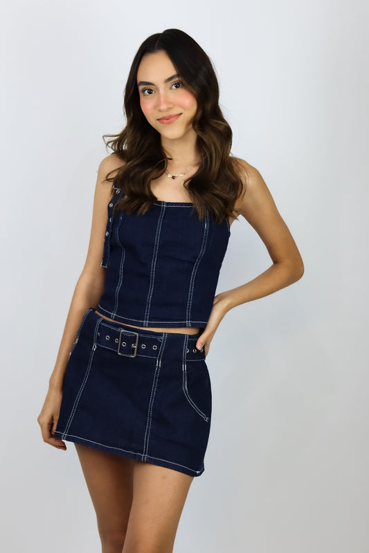 DARK DENIM HALTER TOP