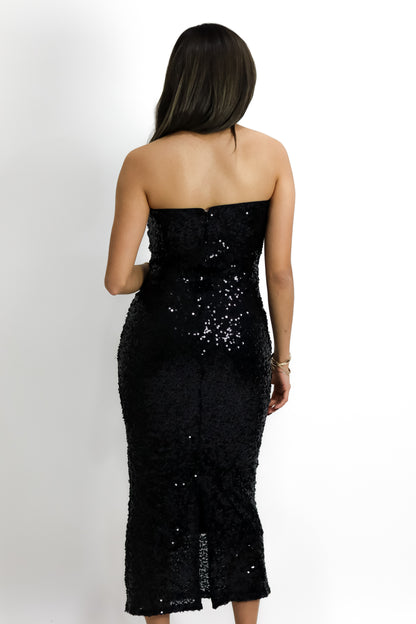 VESTIDO STRAPLESS BLACK SEQUIN