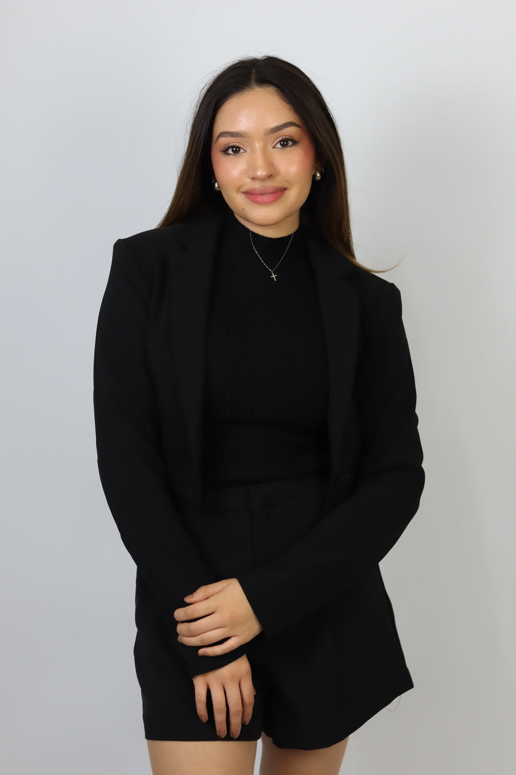 ONE-BUTTON BLAZER CROPPED NEGRO