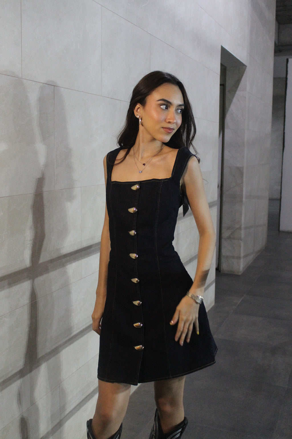 VESTIDO CORTO DARK DENIM