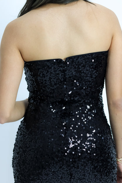 VESTIDO STRAPLESS BLACK SEQUIN