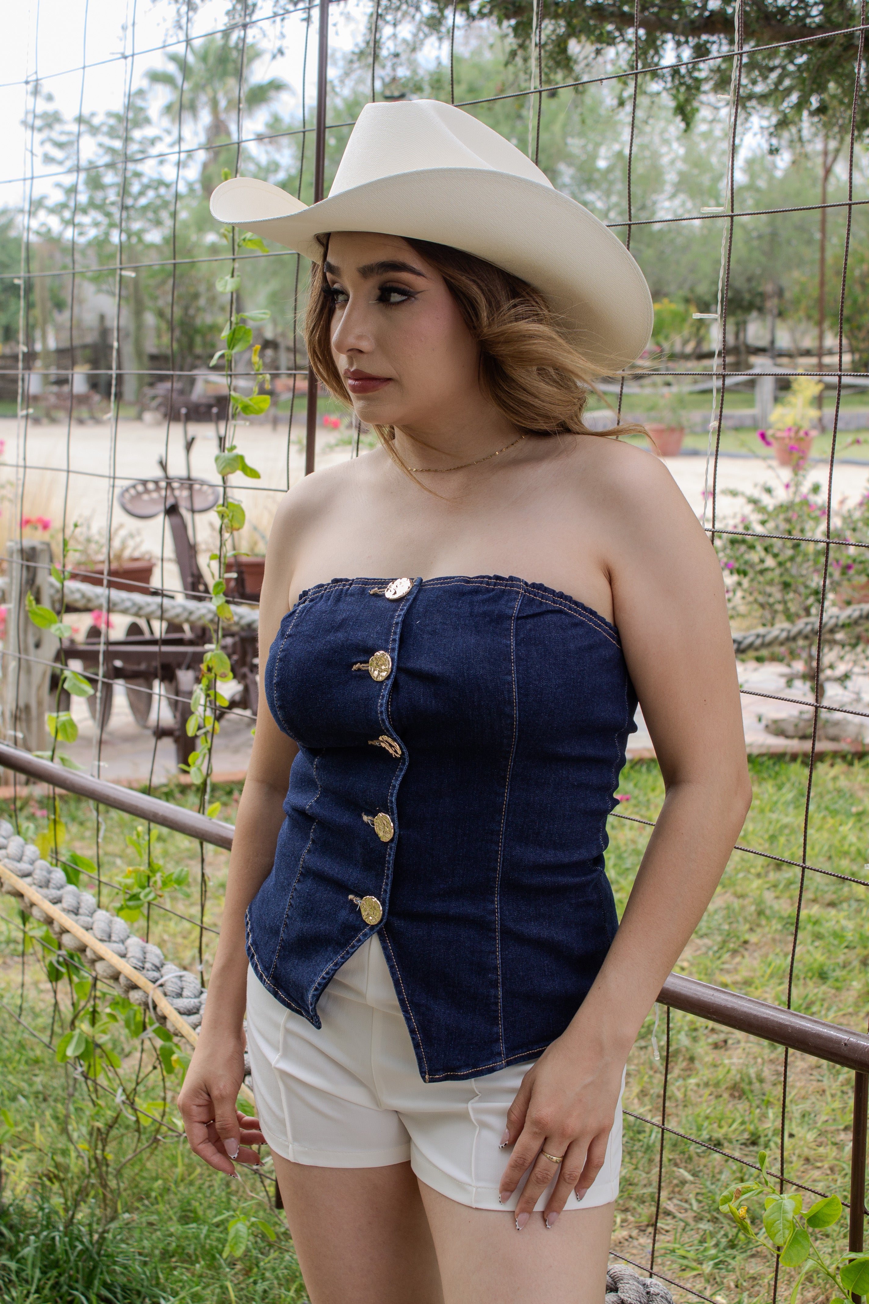 TOP STRAPLESS DARK DENIM