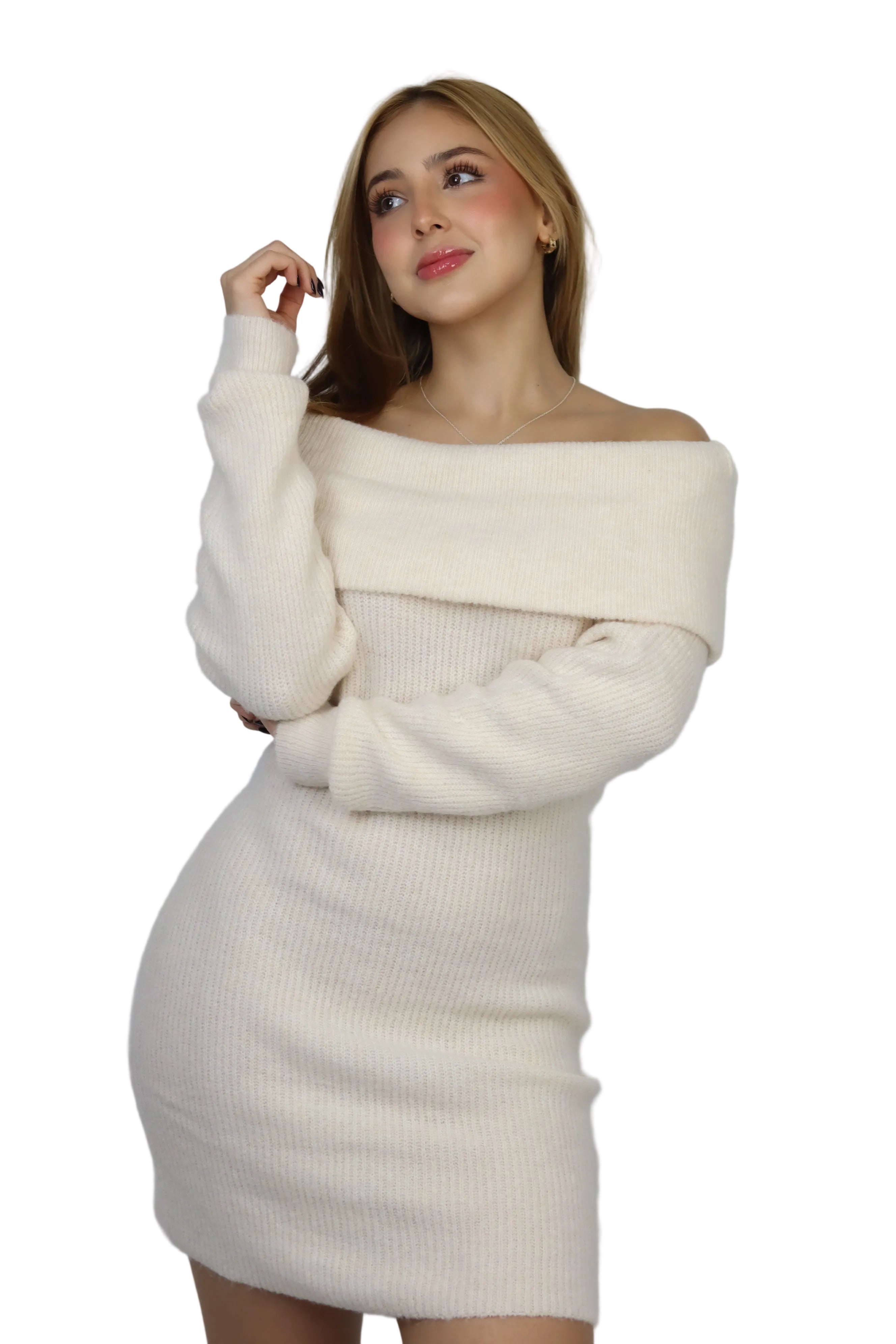 VESTIDO SIN HOMBRO IVORY