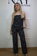 BLACK POLKA DOT STRAPLESS SET
