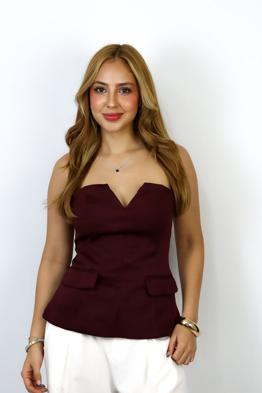 TOP STRAPLESS VINO
