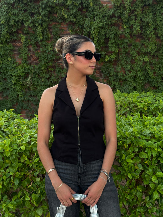 TOP HALTER NEGRO