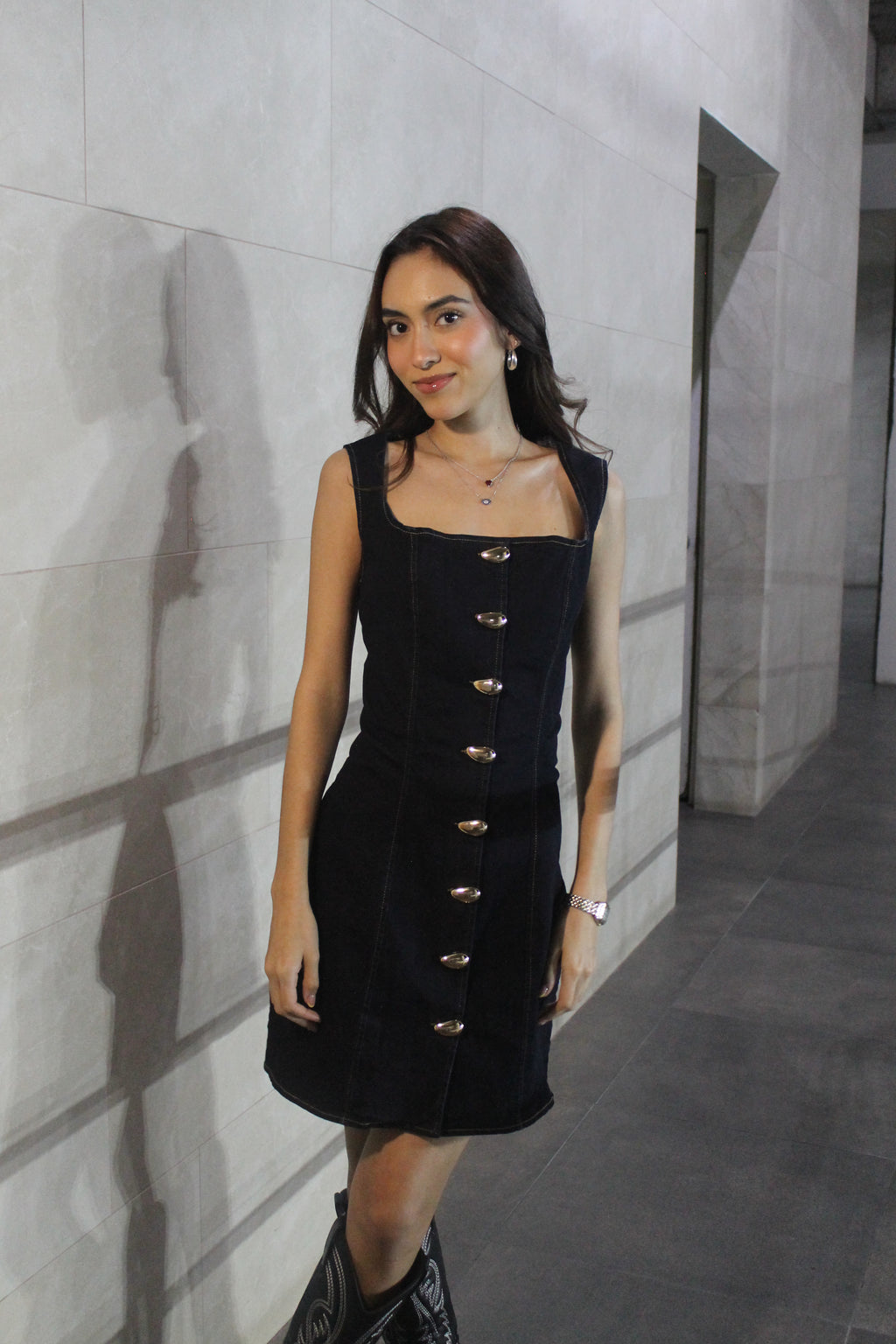 VESTIDO CORTO DARK DENIM
