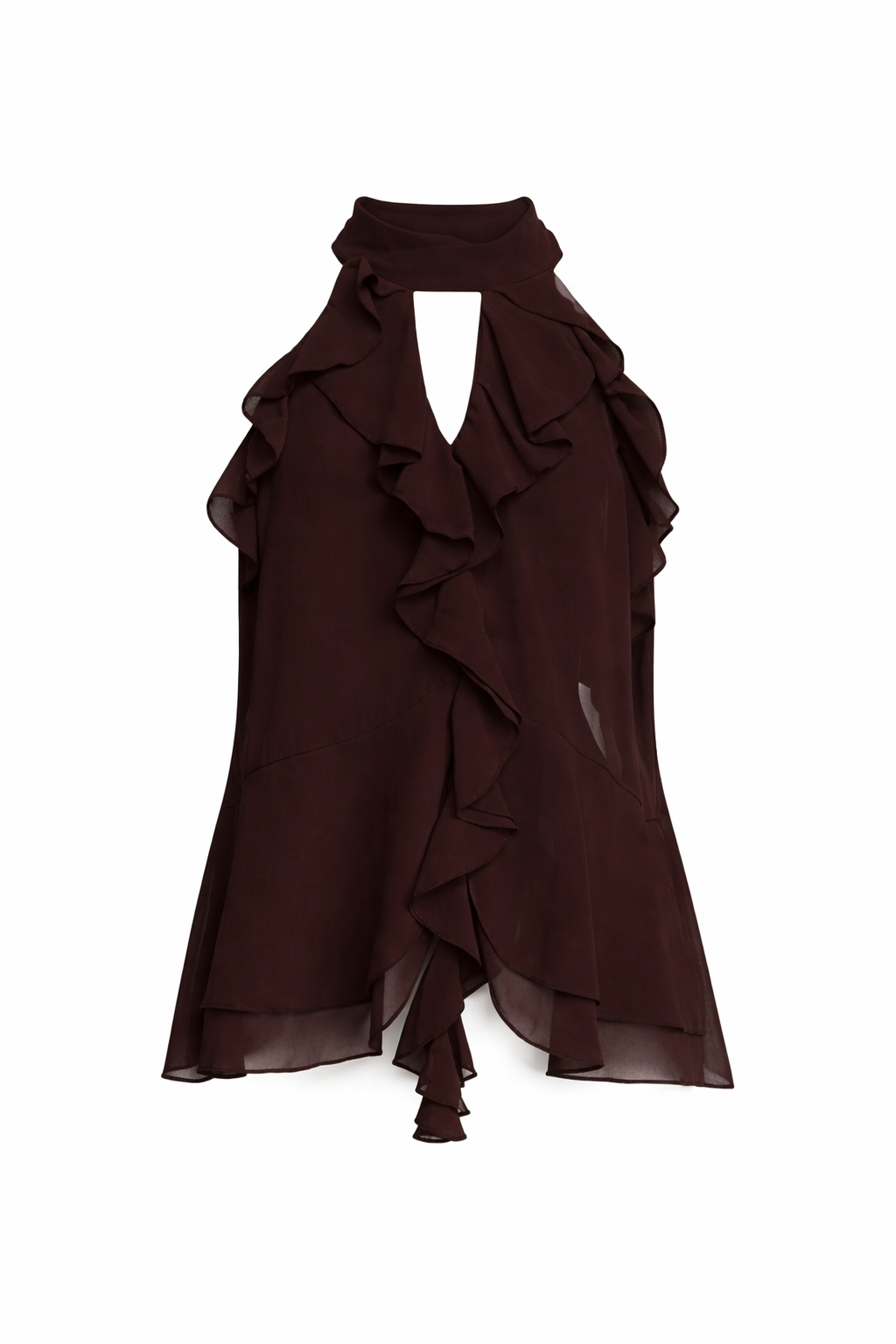 TOP HALTER CAFÉ CON OLANES