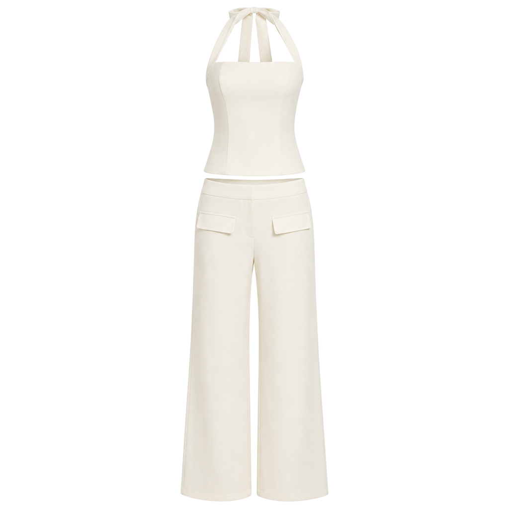 SET BEIGE HALTER
