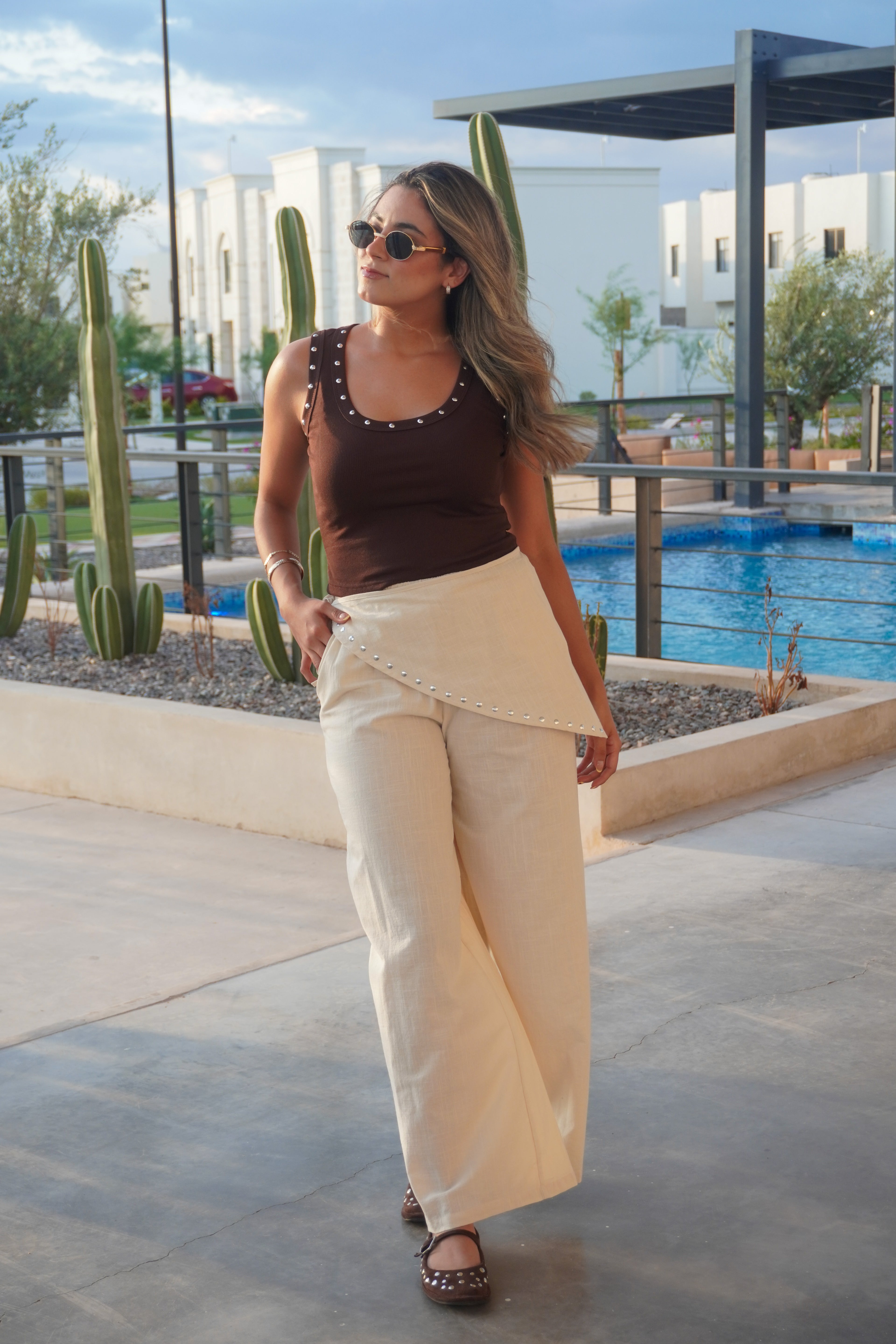 PANTALÓN LINO BEIGE REMACHE