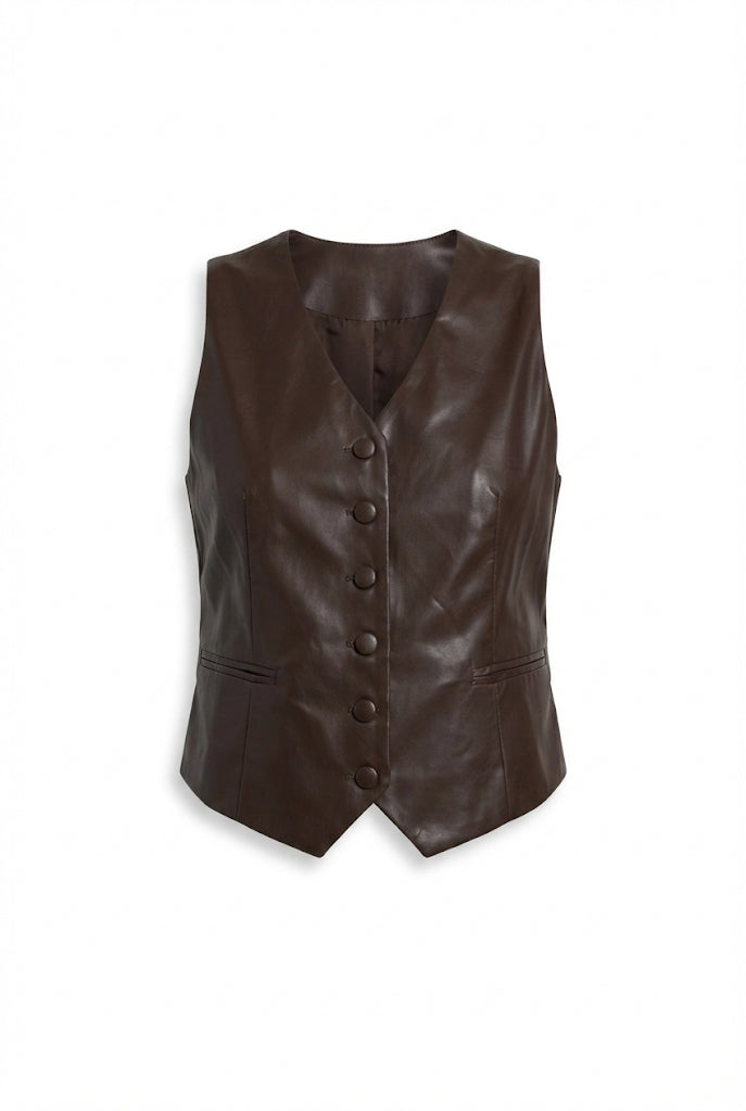 CHALECO ESPRESSO VINIPIEL