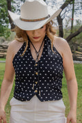 POLKA DOT HALTER TOP
