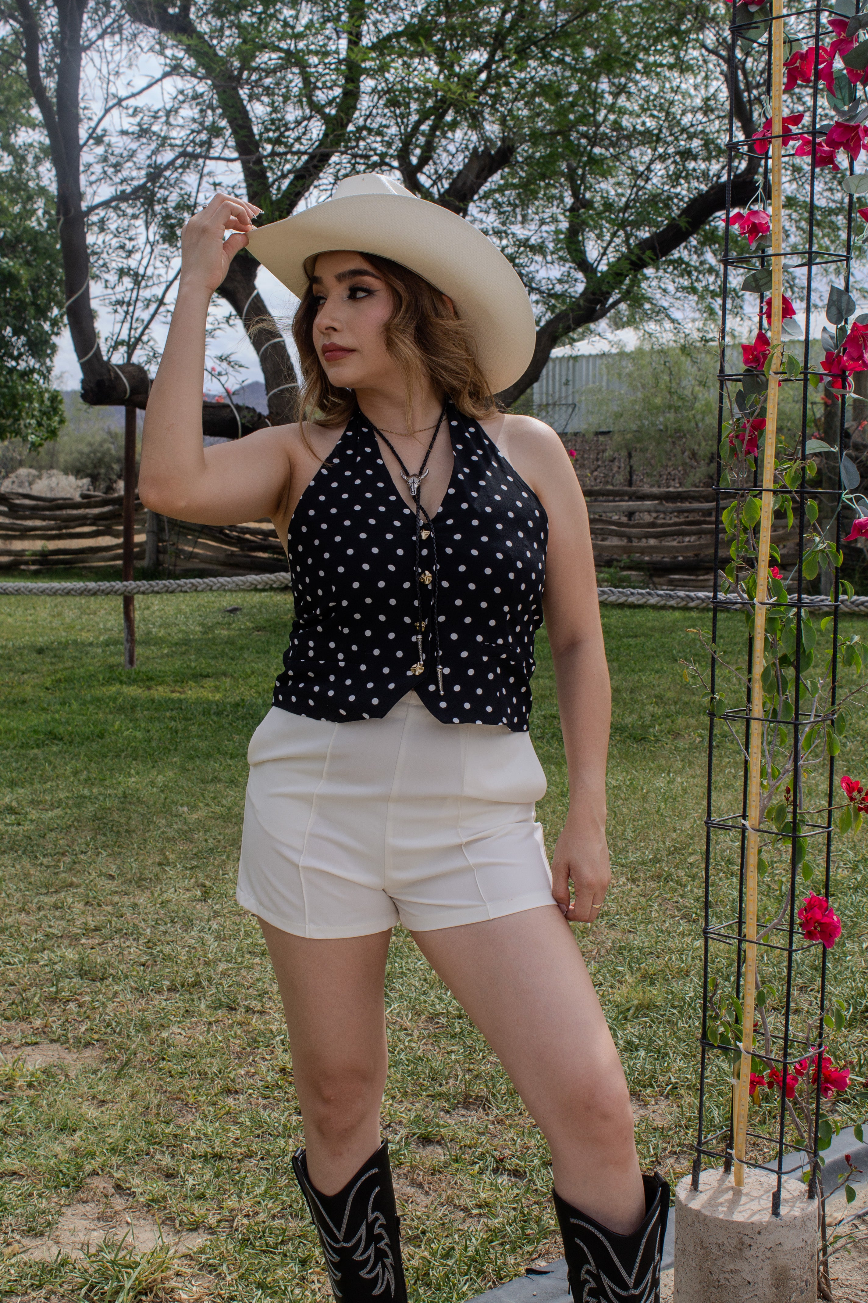 POLKA DOT HALTER TOP